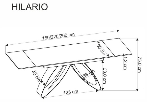 Halmar Rozkladací jedálenský stôl HILARIO 180(260)x90 orech/čierna