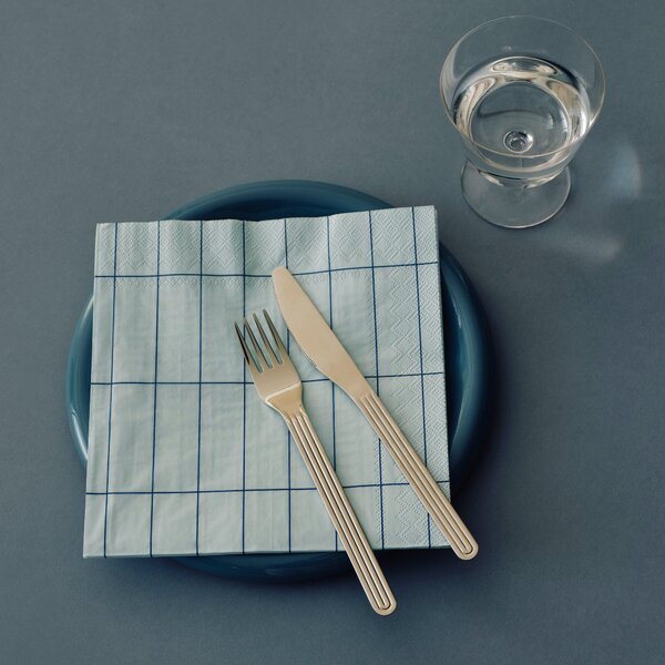 Papierové servítky Pattern Lunch, 20 ks, Off-white, Silver / Green grid – HAY
