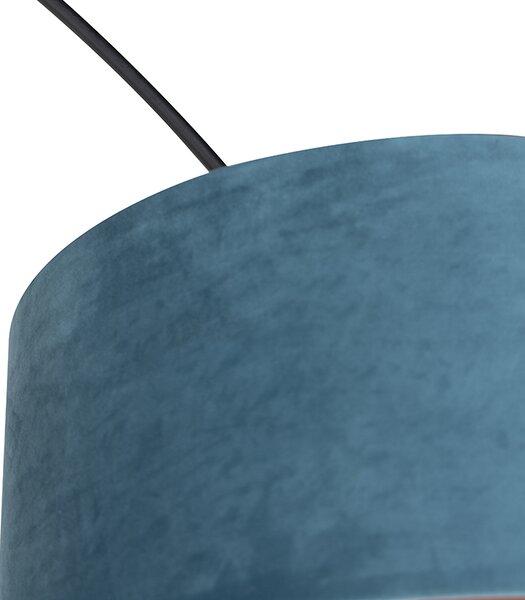 Oblúková lampa čierna zamatový tienidlo modrý so zlatom 50 cm - XXL