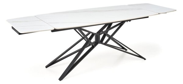 Halmar Rozkladací jedálenský stôl ALFREDO 160(240)x91 biely mramor/čierna