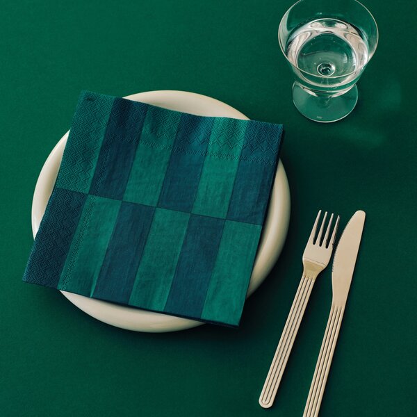 Papierové servítky Pattern Lunch, 20 ks, Off-white, Silver / Green grid – HAY