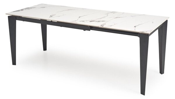 Halmar Rozkladací jedálenský stôl FELIX 141(201)x81 biely mramor/čierna