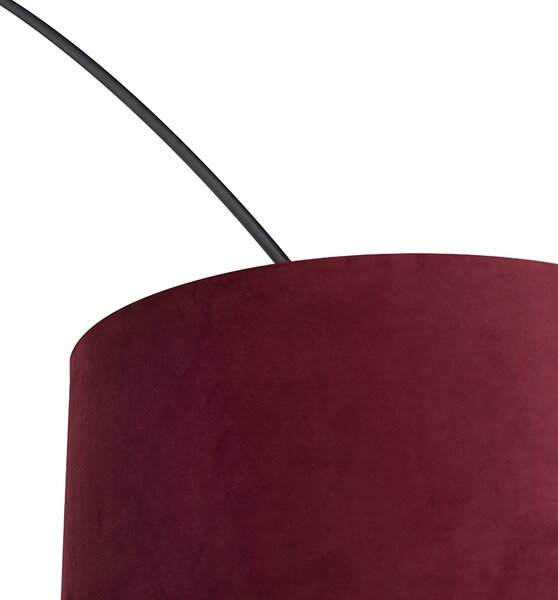Oblúková lampa čierna zamatový tienidlo červená so zlatom 50 cm - XXL
