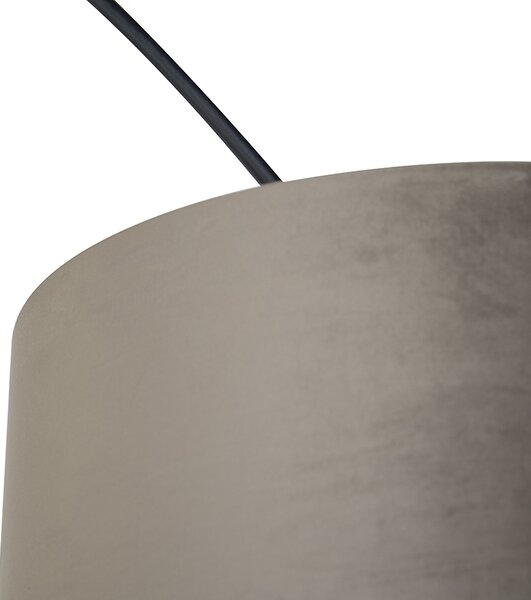 Oblúková lampa čierna zamatový tienidlo taupe so zlatom 50 cm - XXL