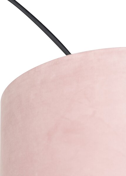 Oblúková lampa čierna zamatový tienidlo ružový so zlatom 50 cm - XXL