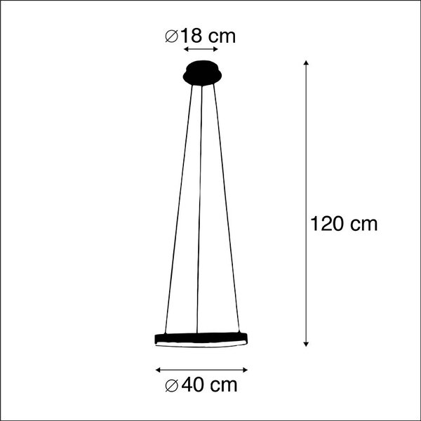 Dizajnové závesné svietidlo čierne 40 cm vrátane LED 3-stupňové stmievateľné - Anello