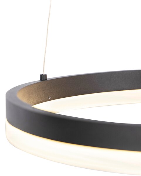Dizajnové závesné svietidlo čierne 40 cm vrátane LED 3-stupňové stmievateľné - Anello