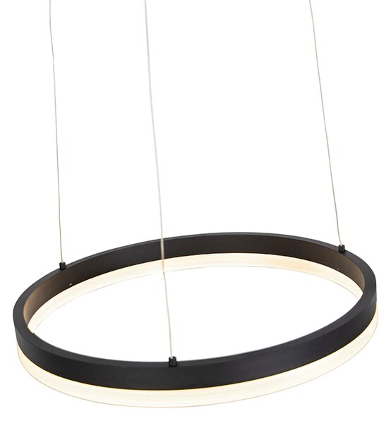 Dizajnové závesné svietidlo čierne 40 cm vrátane LED 3-stupňové stmievateľné - Anello