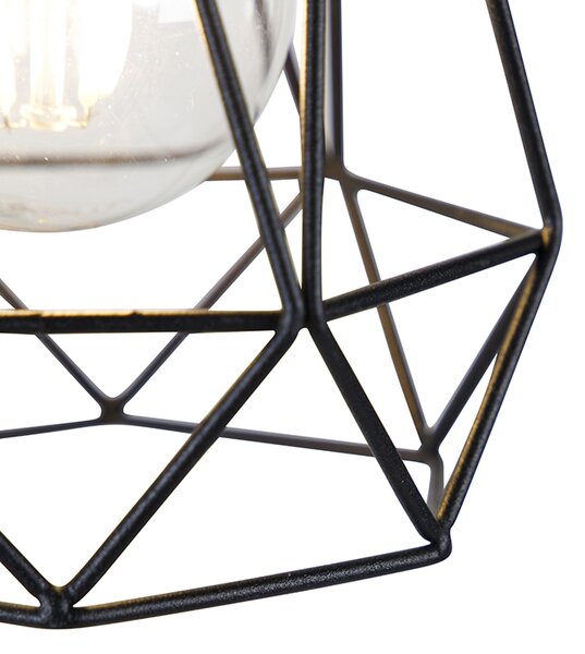 Rustikálna nástenná lampa čierna s drevom - Dami Frame