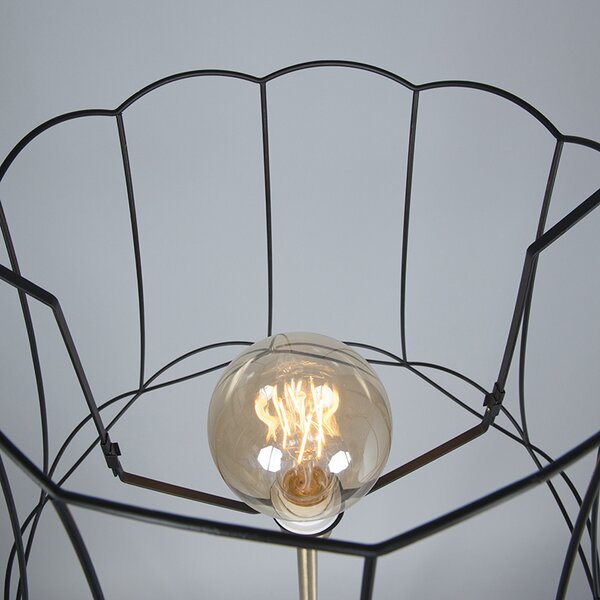 Retro stojaca lampa mosadz s rámom Granny čierny 45 cm - Kaso