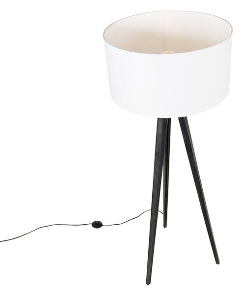 Stojaca lampa trojnožka čierna s tienidlom bielym 50 cm - Tripod Classic