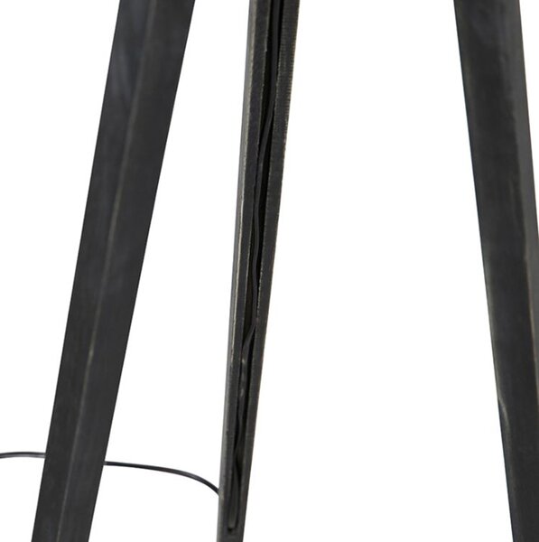 Stojaca lampa trojnožka čierna s tienidlom páv 50 cm - Tripod Classic