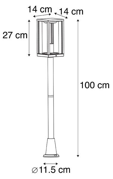 Stojaca vonkajšia lampa čierna 100 cm so zemným hrotom a káblovou žľabou - Charlois