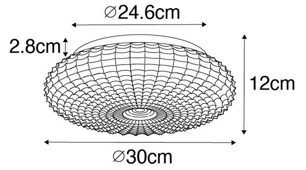 Klasické stropné svietidlo čierne s dymovým sklom 30 cm IP44 - Nohmi