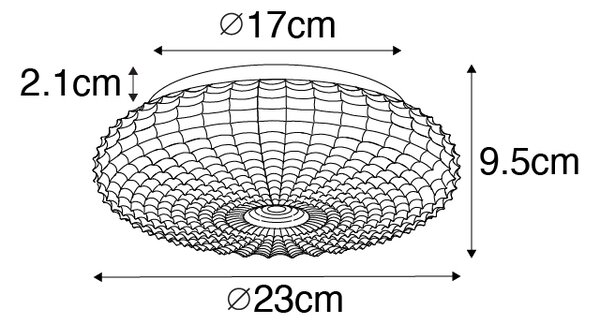 Klasické stropné svietidlo čierne s dymovým sklom 23 cm IP44 - Nohmi