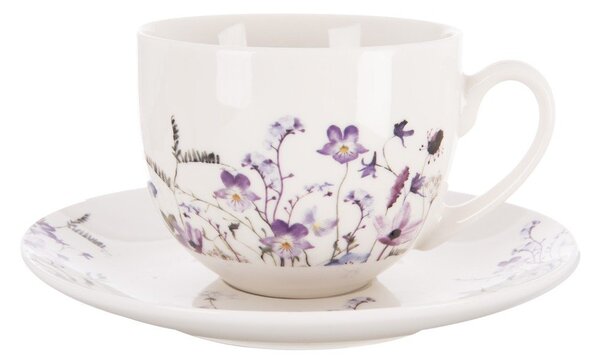 Biela/fialová porcelánová šálka 280 ml Louka – Orion