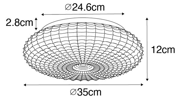 Klasické stropné svietidlo čierne s opálovým sklom 35 cm IP44 - Nohmi