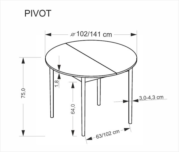 Halmar Rozkladací jedálenský stôl PIVOT 102(142)x102 kašmír/prírodný