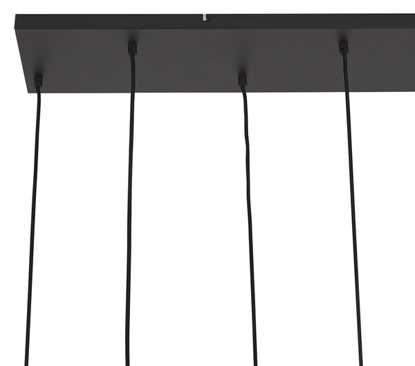 Art Deco závesná lampa čierna s jantárovým sklom 8-Lights - Hanne