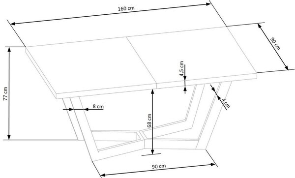 Halmar Rozkladací jedálenský stôl MASSIVE 3 160(250)x90 dub prírodný
