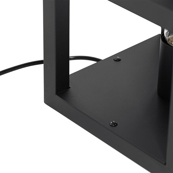 Priemyselná stolná lampa čierna s drevom - Cage Rack