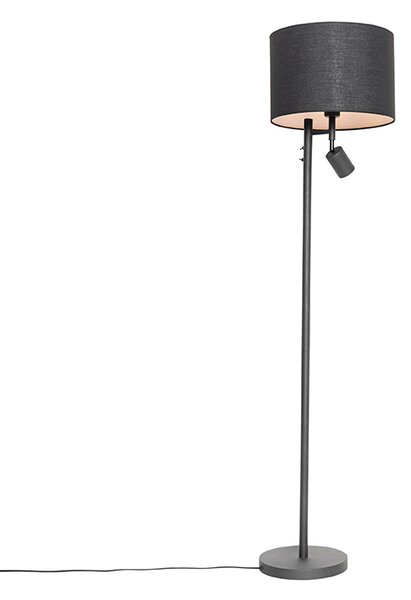 Stojaca lampa čierna s bielym vnútrom a lampou na čítanie - Jelena