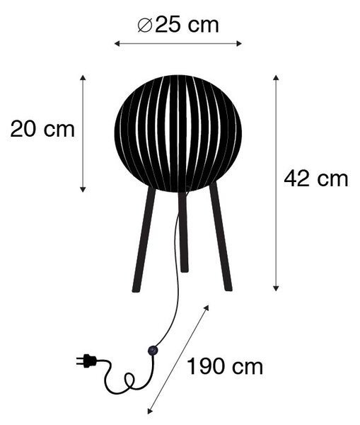 Moderná trojnohá stolná lampa čierna - Zoë