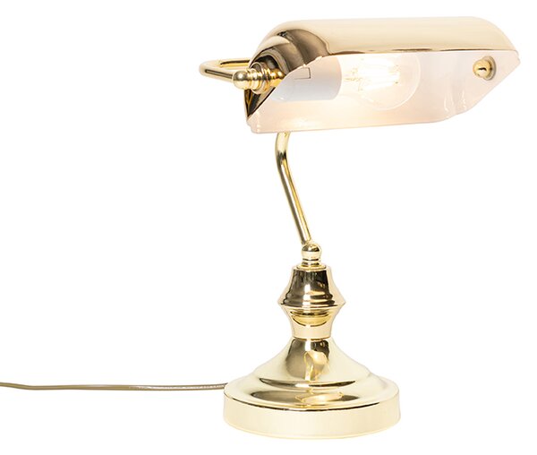 Klasická stolná lampa/notárska lampa mosadz - Banker