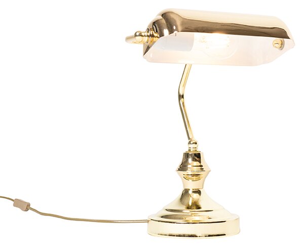 Klasická stolná lampa/notárska lampa mosadz - Banker
