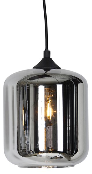 Art Deco závesné svietidlo čierne s dymovým sklom 6-žiarovkové - Wallace