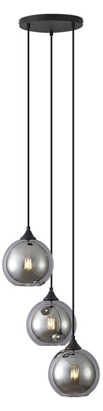 Art Deco závesná lampa čierna s dymovým sklom 3-Lights - Wallace