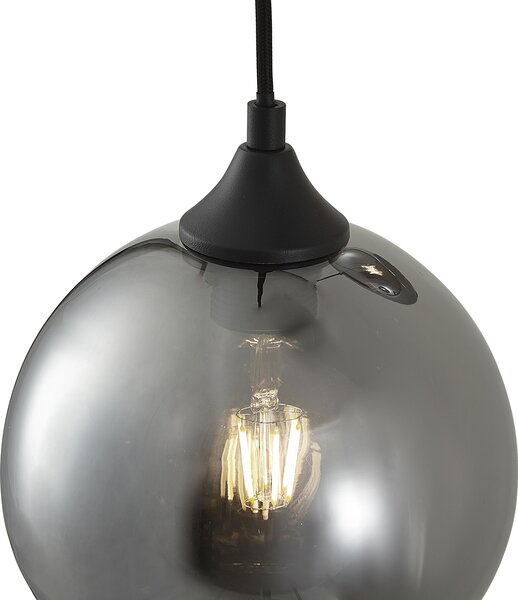 Art Deco závesná lampa čierna s dymovým sklom 3-Lights - Wallace