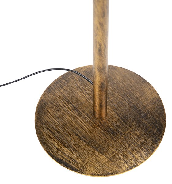 Moderná stojaca lampa zlatá s tienidlom čiernym so zlatom - Simplo