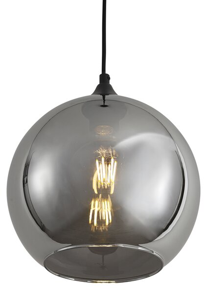 Art Deco závesná lampa čierna s dymovým sklom - Wallace