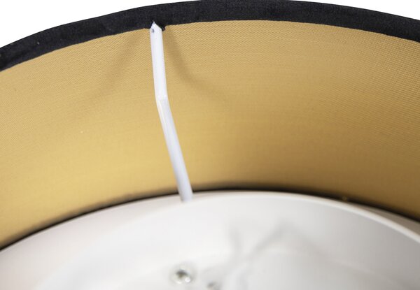 Moderné stropné svietidlo čierne 30 cm so zlatým vnútrom - Drum