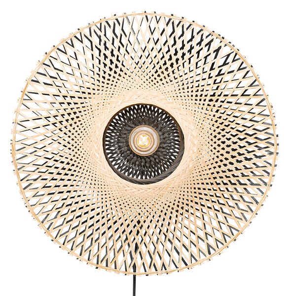 Orientálna nástenná lampa bambus 50 cm so zástrčkou - Rina