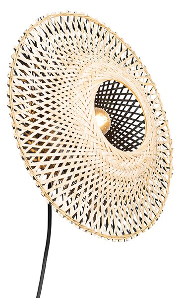 Orientálna nástenná lampa bambus 35 cm so zástrčkou - Rina