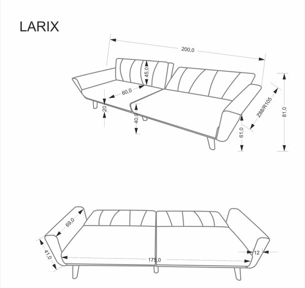 Halmar Rozkladacia pohovka LARIX sivá