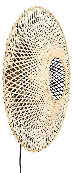 Orientálna nástenná lampa bambus 50 cm so zástrčkou - Rina