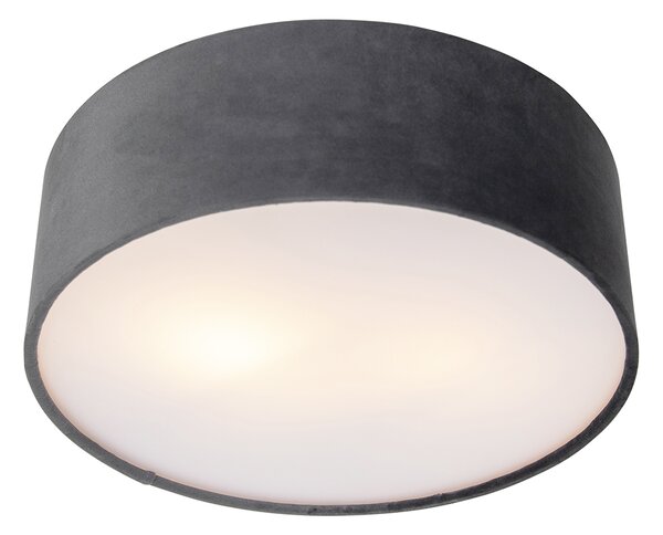 Moderné stropné svietidlo sivé 30 cm so zlatým vnútrom - Drum