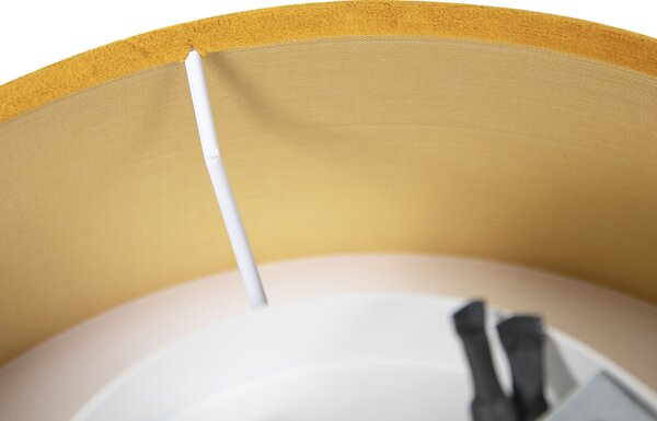 Moderné stropné svietidlo žlté so zlatým vnútrom 30 cm - Drum