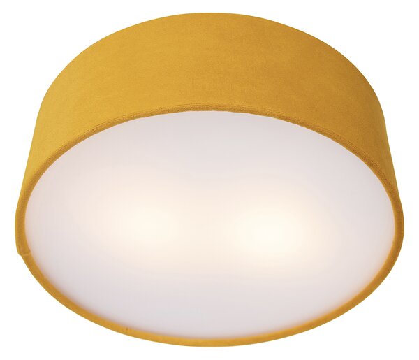 Moderné stropné svietidlo žlté so zlatým vnútrom 30 cm - Drum