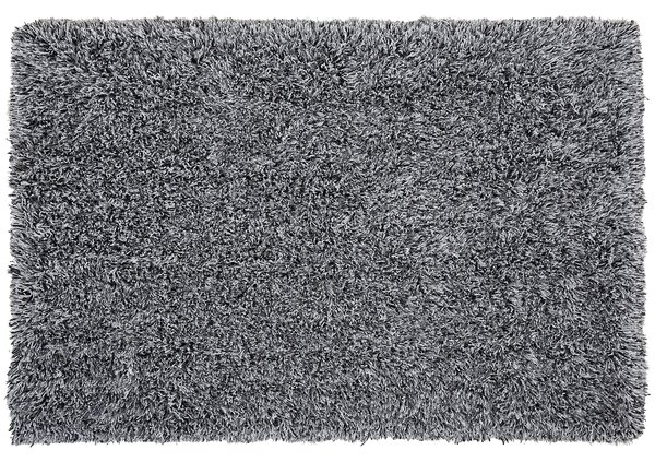 Shaggy koberec s vysokým vlasom čierno-biely polyesterový 200 x 300 cm obdĺžnikový jednofarebný