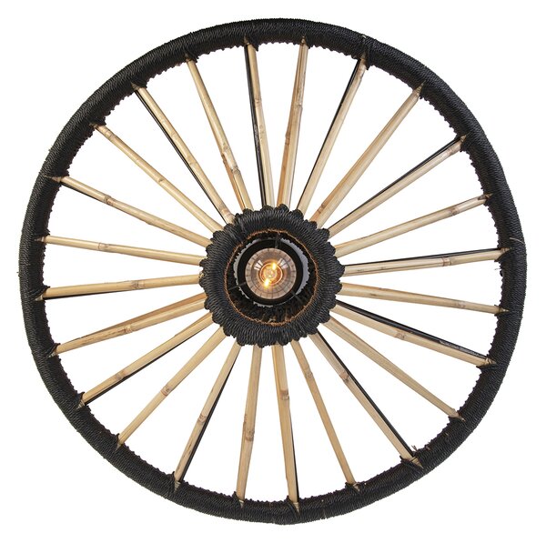 Orientálne stropné svietidlo bambus s čiernou 60 cm - Evalin