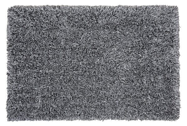Shaggy koberec s vysokým vlasom čierno-biely polyesterový 140 x 200 cm obdĺžnikový jednofarebný