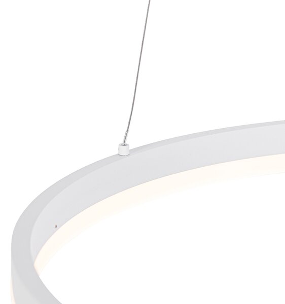 Dizajnové závesné svietidlo biele 60 cm vrátane LED 3-stupňového stmievača - Anello