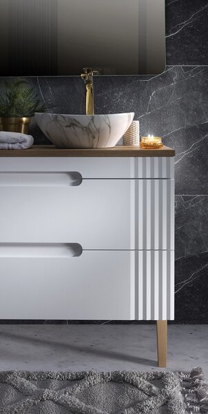 Kúpeľňová skrinka s umývadlom a doskou FIJI White DU120/1 | 120 cm