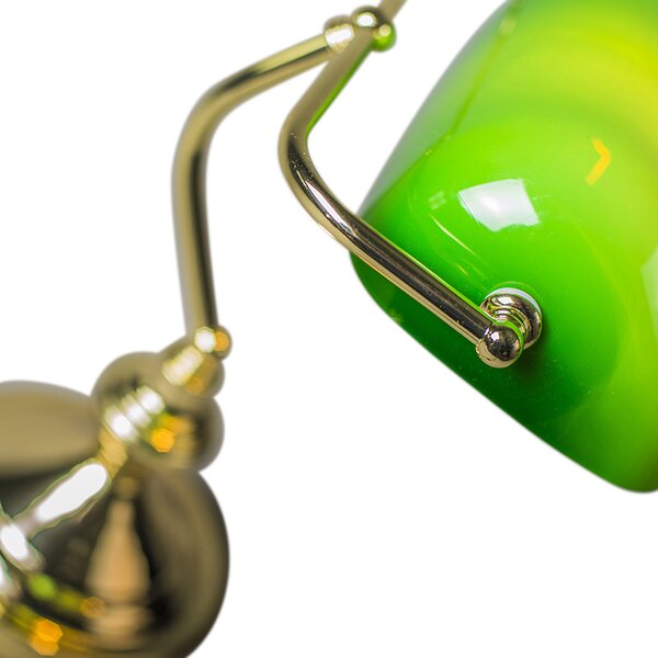 Inteligentná stolná lampa mosadz s zeleným sklom vrátane Wifi P45 - Banker