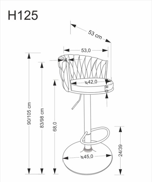 Halmar Barová stolička H125 sivá