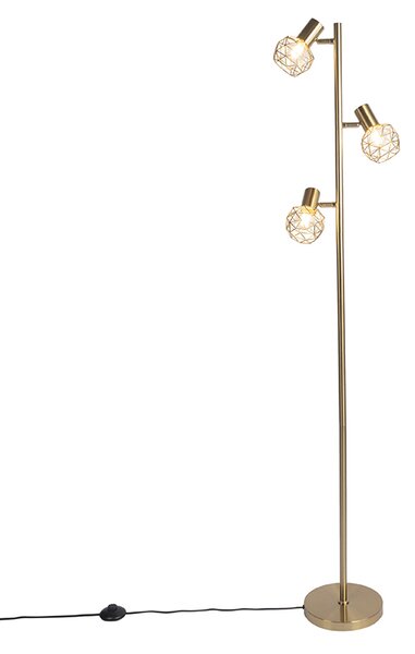 Dizajnová stojaca lampa zlatá 3-svetlo nastaviteľná - Mesh